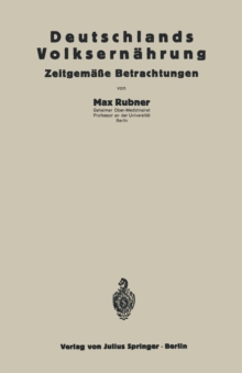 Image for Deutschlands Volksernahrung: Zeitgemae Betrachtungen