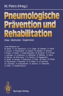 Image for Pneumologische Pravention Und Rehabilitation: Ziele - Methoden - Ergebnisse