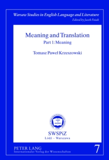Image for Meaning and Translation: Part 1: Meaning