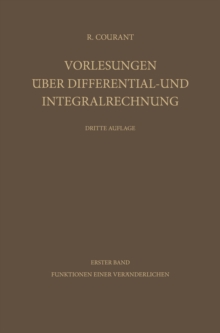 Image for Vorlesungen uber Differential- und Integralrechnung: Erster Band: Funktionen einer Veranderlichen