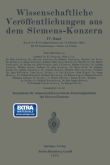 Image for Wissenschaftliche Veroffentlichungen aus dem Siemens-Konzern: IV. Band. Zweites Heft