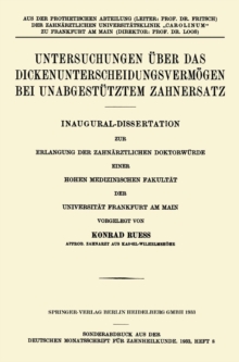 Image for Untersuchungen uber das Dickenunterscheidungsvermogen bei Unabgestutztem Zahnersatz