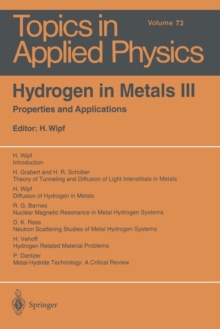 Image for Hydrogen in Metals III : Properties and Applications