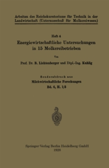 Image for Energiewirtschaftliche Untersuchungen in 15 Molkereibetrieben: Sonderabdruck aus Milchwirtschaftliche Forschungen Bd. 6, H. 1/3