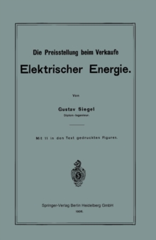 Image for Die Preisstellung beim Verkaufe Elektrischer Energie