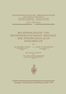 Image for Rechtspolitische und Rechtsvergleichende Beitrage zum Zivilprozessualen Beweisrecht