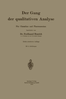 Image for Der Gang der qualitativen Analyse : Fur Chemiker und Pharmazeuten