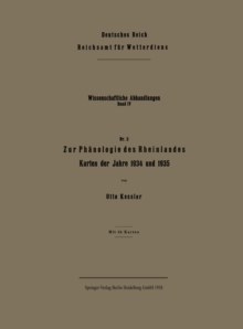 Image for Zur Phanologie Des Rheinlandes: Karten Der Jahre 1934 Und 1935