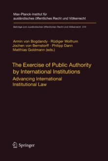 Image for The Exercise of Public Authority by International Institutions