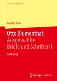 Image for Otto Blumenthal: Ausgewahlte Briefe und Schriften I: 1897-1918