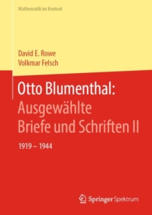 Image for Otto Blumenthal: Ausgewahlte Briefe und Schriften II : 1919 – 1944