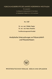 Image for Analytische Untersuchungen an Polyacrylnitril- und Polyesterfasern