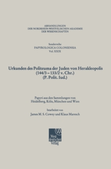 Image for Urkunden des Politeuma der Juden von Herakleopolis (144/3-133/2 v. Chr.) (P. Polit. Iud.).