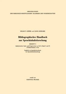 Image for Bibliographisches Handbuch Zur Sprachinhaltsforschung