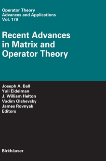 Image for Recent advances in matrix and operator theory