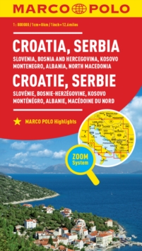 Image for Croatia and Serbia Marco Polo Map : Includes Slovenia, Bosnia and Hercegovina, Kosovo, Montenegro, Albania and North Macedonia
