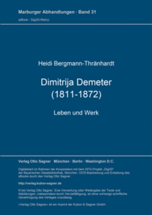 Image for Dimitrija Demeter (1811-1872). Leben und Werk