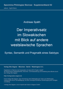 Der Imperativsatz im Slowakischen mit Blick auf andere westslawische Sprachen