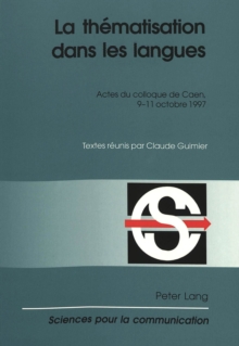 Image for La Thematisation Dans Les Langues