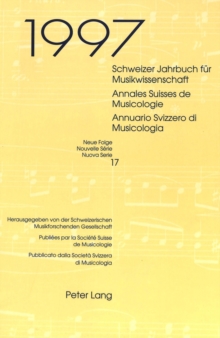 Schweizer Jahrbuch fuer Musikwissenschaft- Annales Suisses de Musicologie- Annuario Svizzero di Musicologia