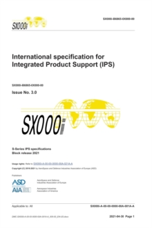 Image for SX000i, International specification for Integrated Product Support (IPS), Issue 3.0 : S-Series 2021 Block Release