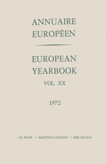 Image for European Yearbook / Annuaire Europeen, Volume 20 (1972)