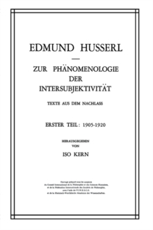 Image for Zur Phanomenologie der Intersubjektivitat