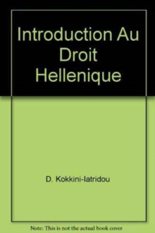 Image for Introduction Au Droit Hellenique