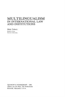 Image for Multilingualism in International Law and Institutions