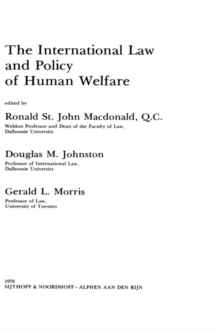 Image for International Law and Policy of Human Welfare