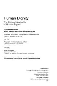 Image for Human Dignity:Internationalization of Human Rights