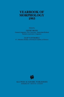 Image for Yearbook of morphology 1993  : theme, prosodic morphology