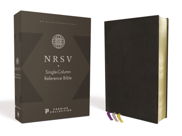 NRSV Single-Column Reference Bible Premium Goatskin Leather Black Premier Collection Art Gilded Edges Comfort Print