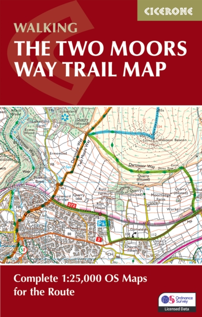 The Two Moors Way Trail Map : Complete 1:25,000 OS Maps for the Route book cover